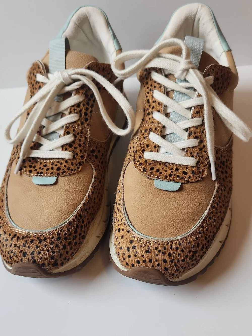 Madewell Leopard Print Sneakers Brown/black/blue Trim Womens Size 8M - Picture 2 of 9